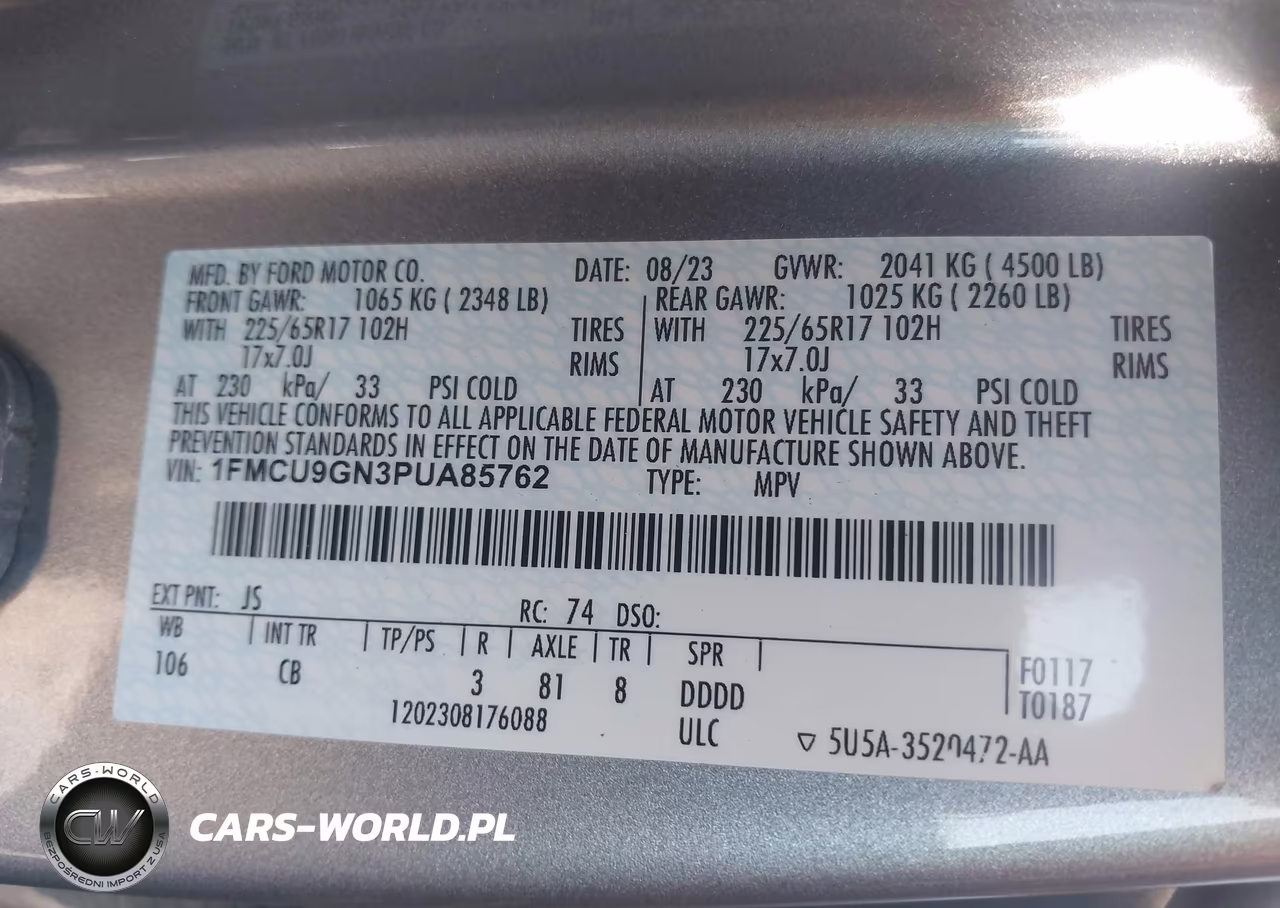 2023 Ford Escape Active VIN:1FMCU9GN3PUA85762 - 9