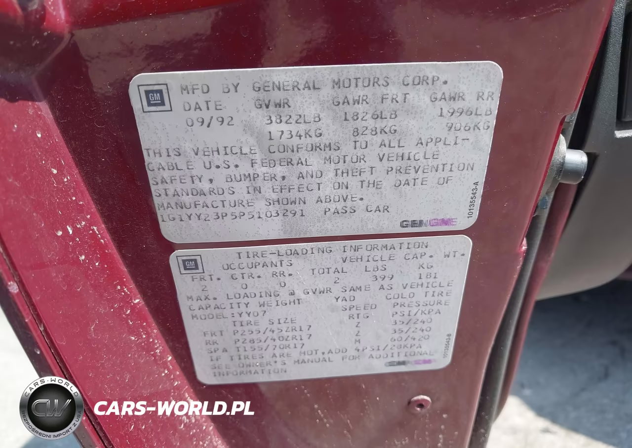 1993 Chevrolet Corvette VIN:1G1YY23P5P5103291 - 9