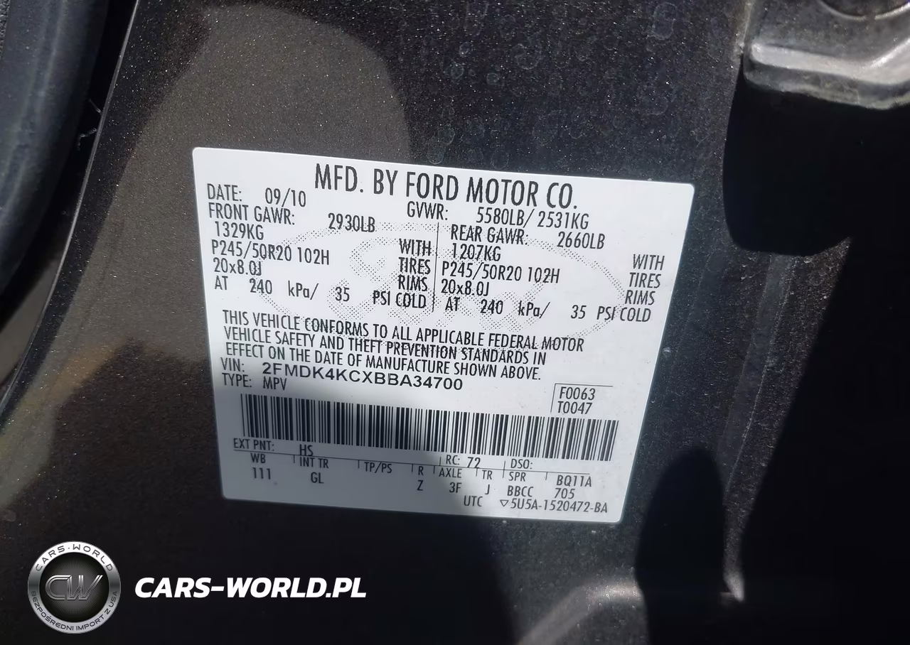 2011 Ford Edge Limited VIN:2FMDK4KCXBBA34700 - 9