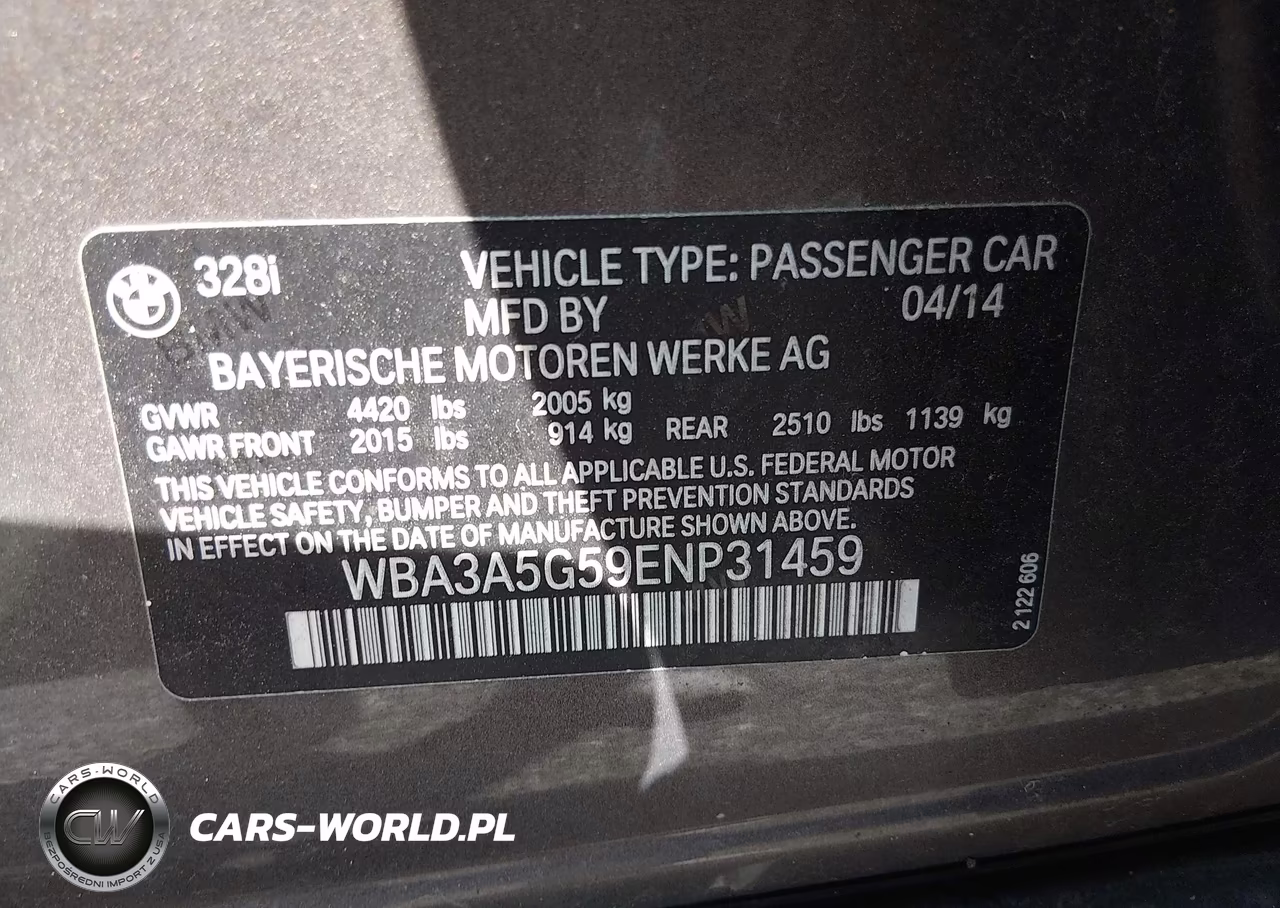 2014 BMW 328I VIN:WBA3A5G59ENP31459 - 9