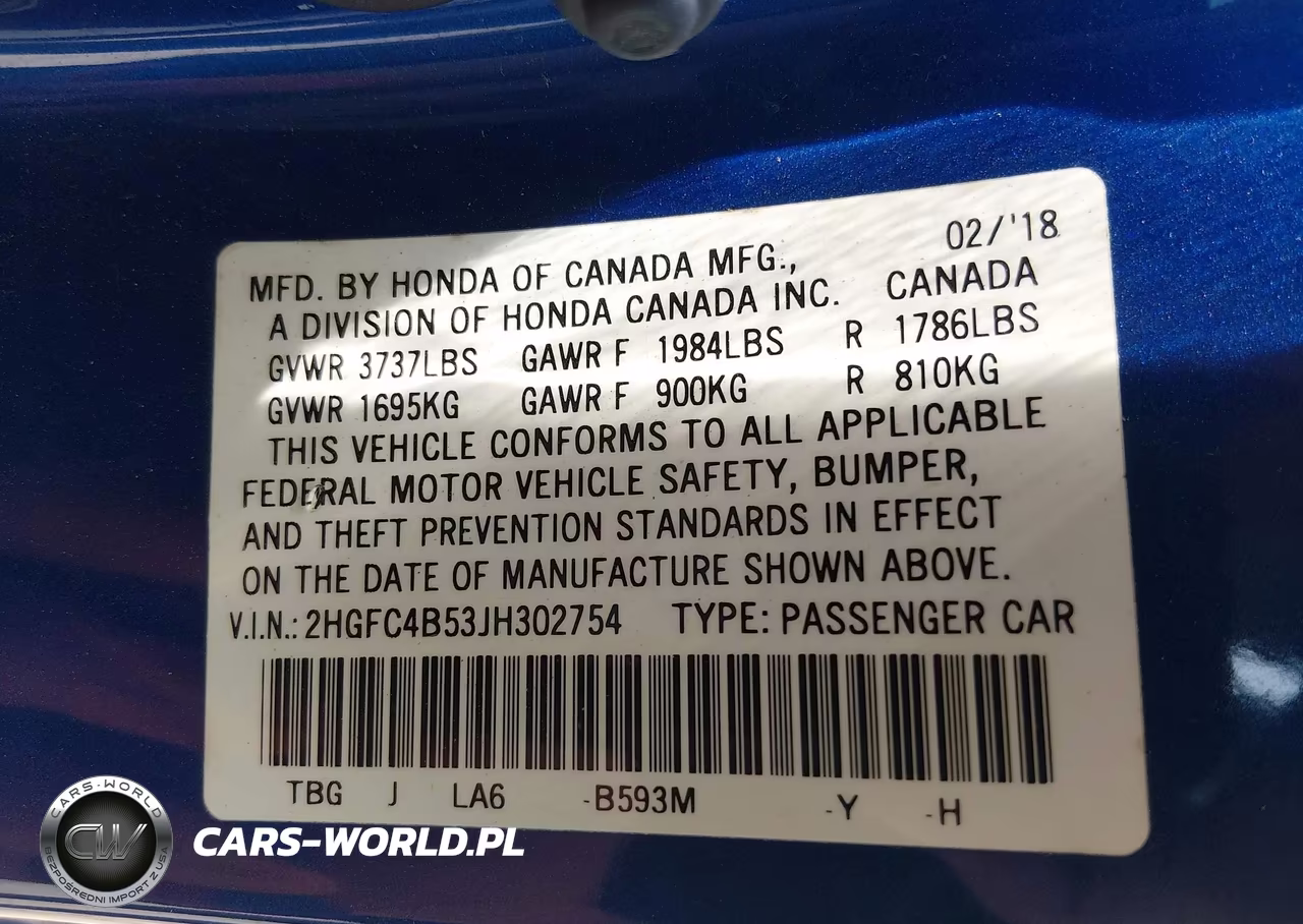2018 Honda Civic Lx VIN:2HGFC4B53JH302754 - 9