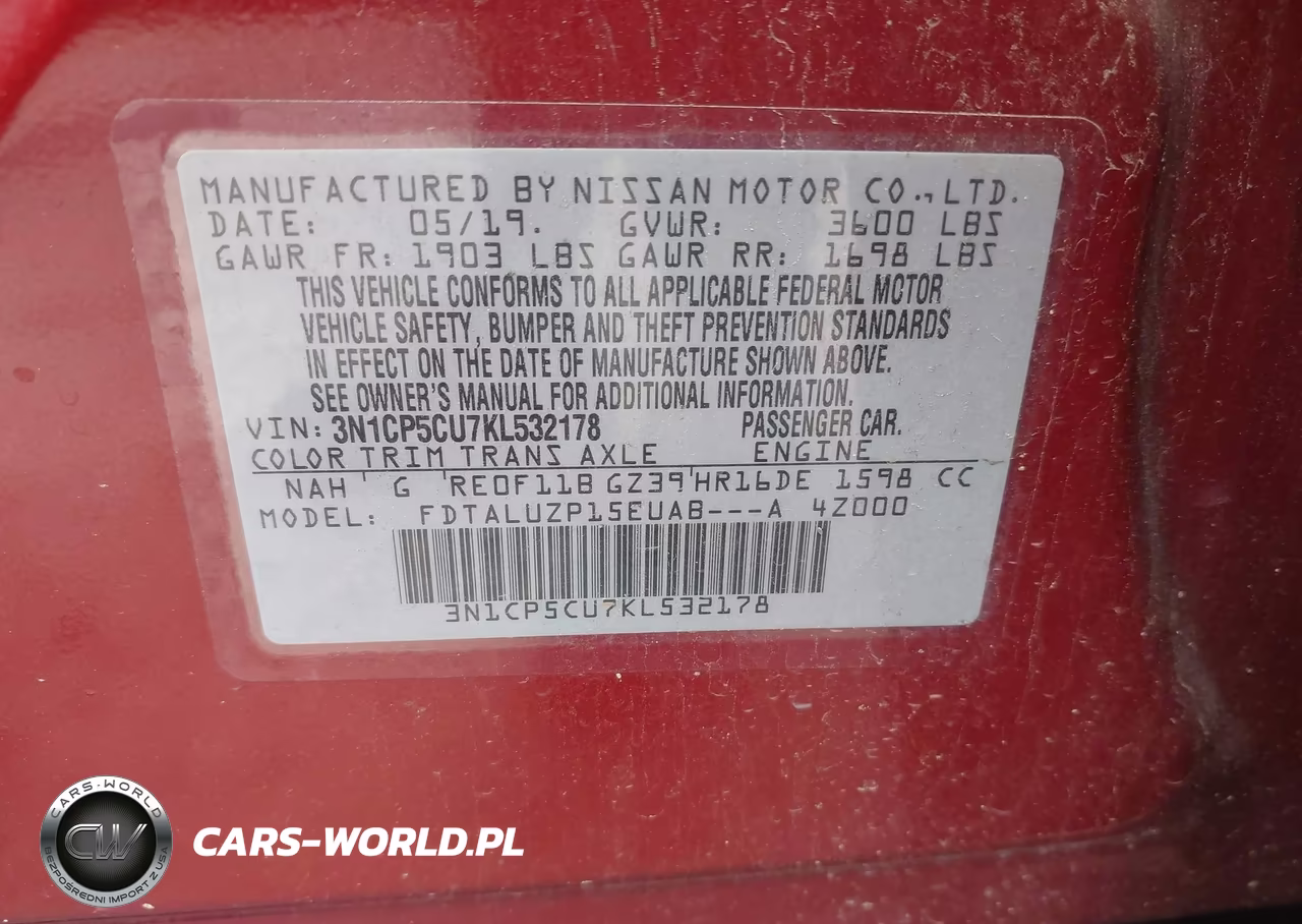 2019 Nissan Kicks Sr VIN:3N1CP5CU7KL532178 - 9
