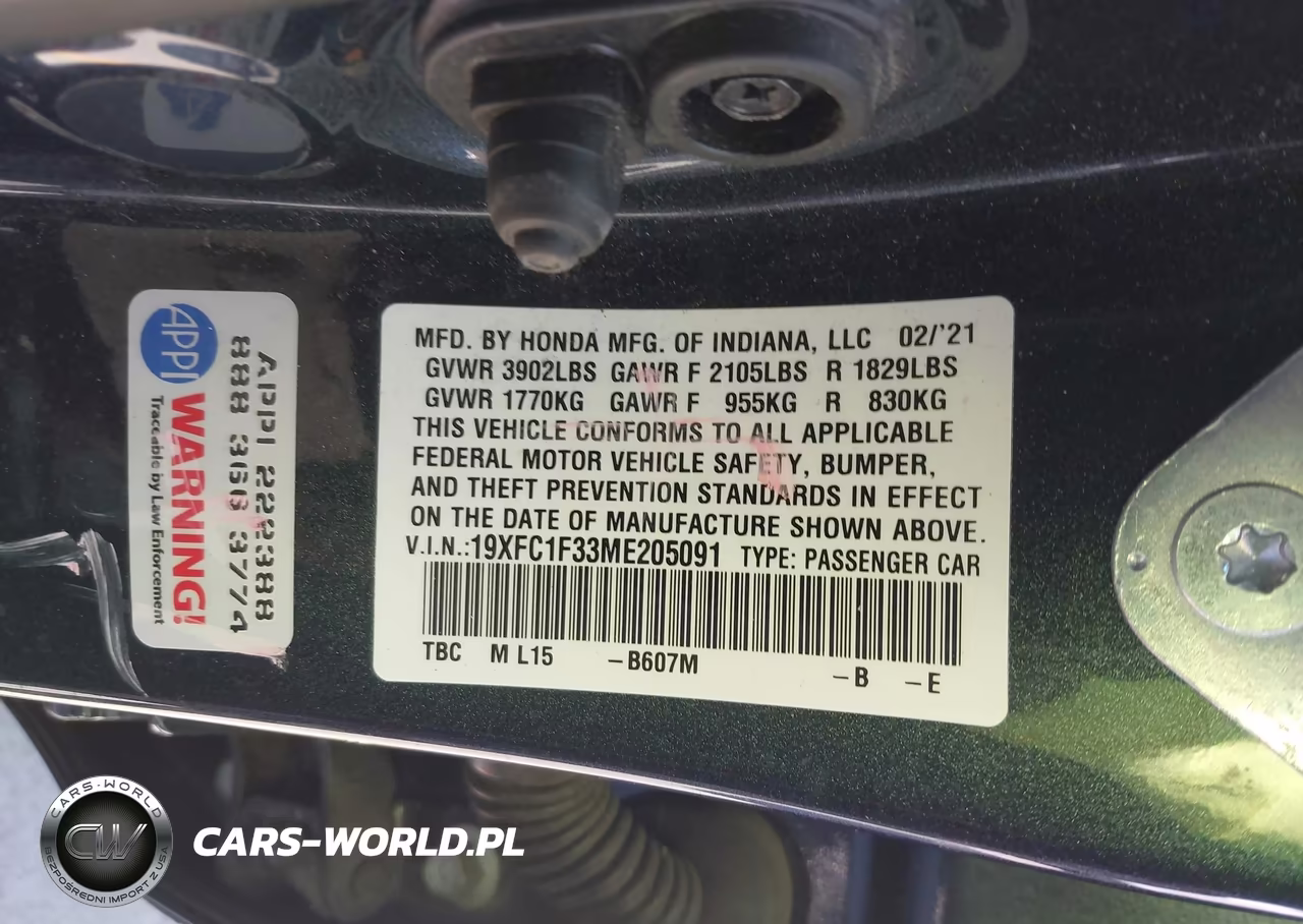 2021 Honda Civic Ex VIN:19XFC1F33ME205091 - 9