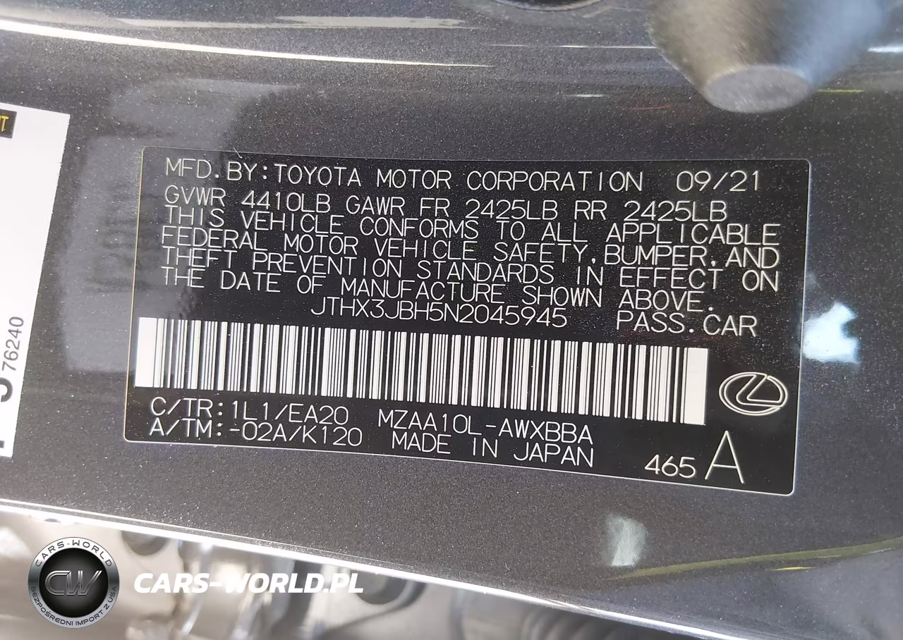 2022 Lexus Ux 200 VIN:JTHX3JBH5N2045945 - 9