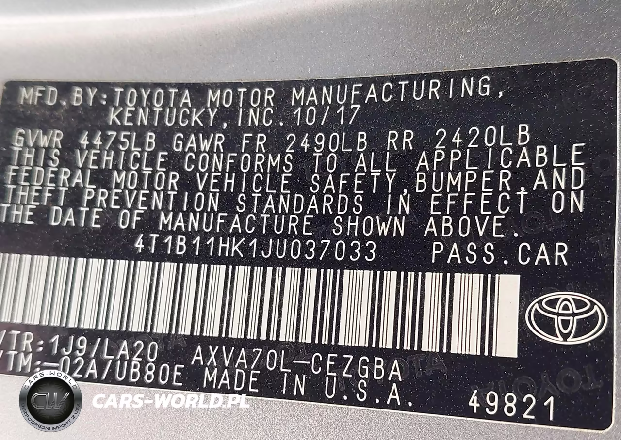 2018 Toyota Camry Xle VIN:4T1B11HK1JU037033 - 9