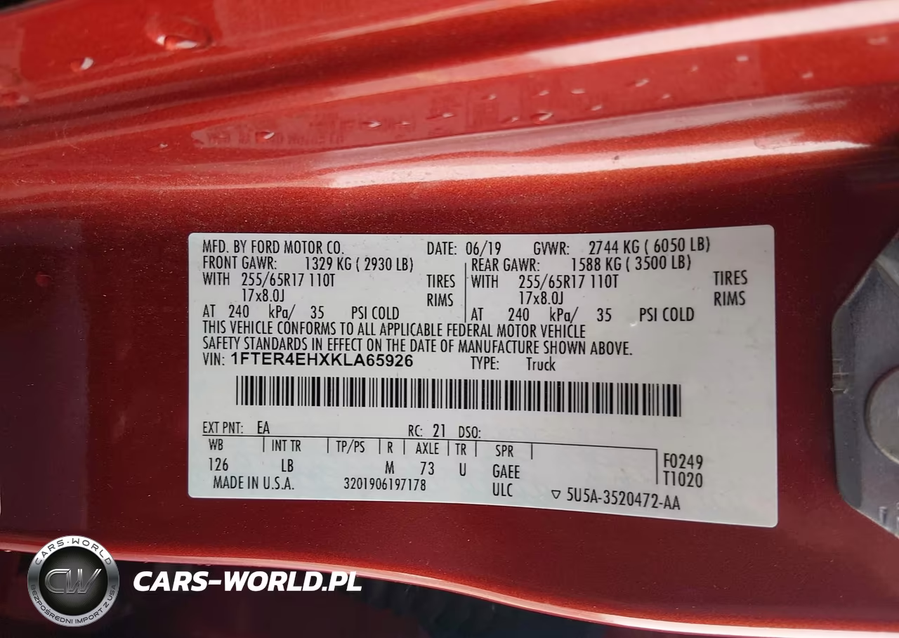 2019 Ford Ranger Xlt VIN:1FTER4EHXKLA65926 - 9