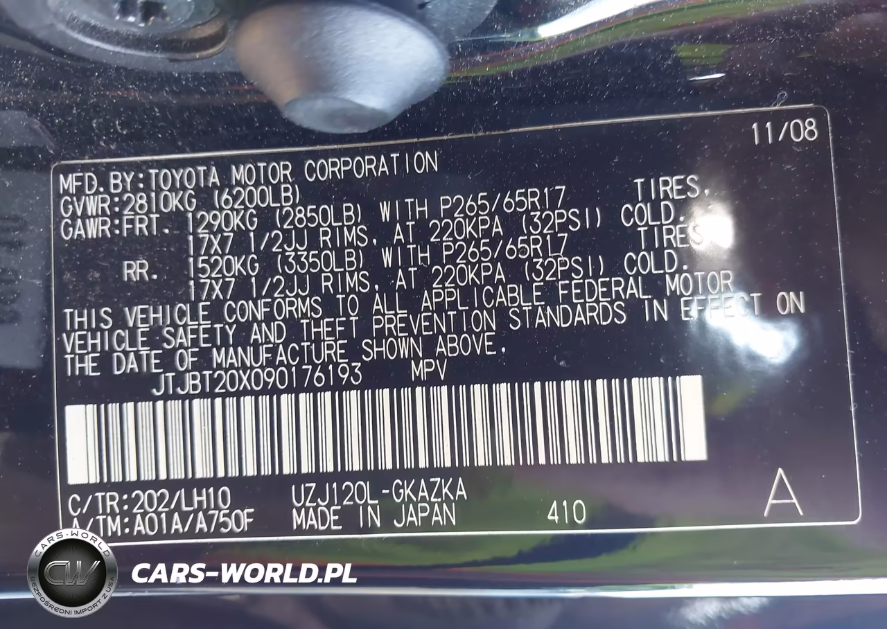 2009 Lexus Gx 470 VIN:JTJBT20X090176193 - 9