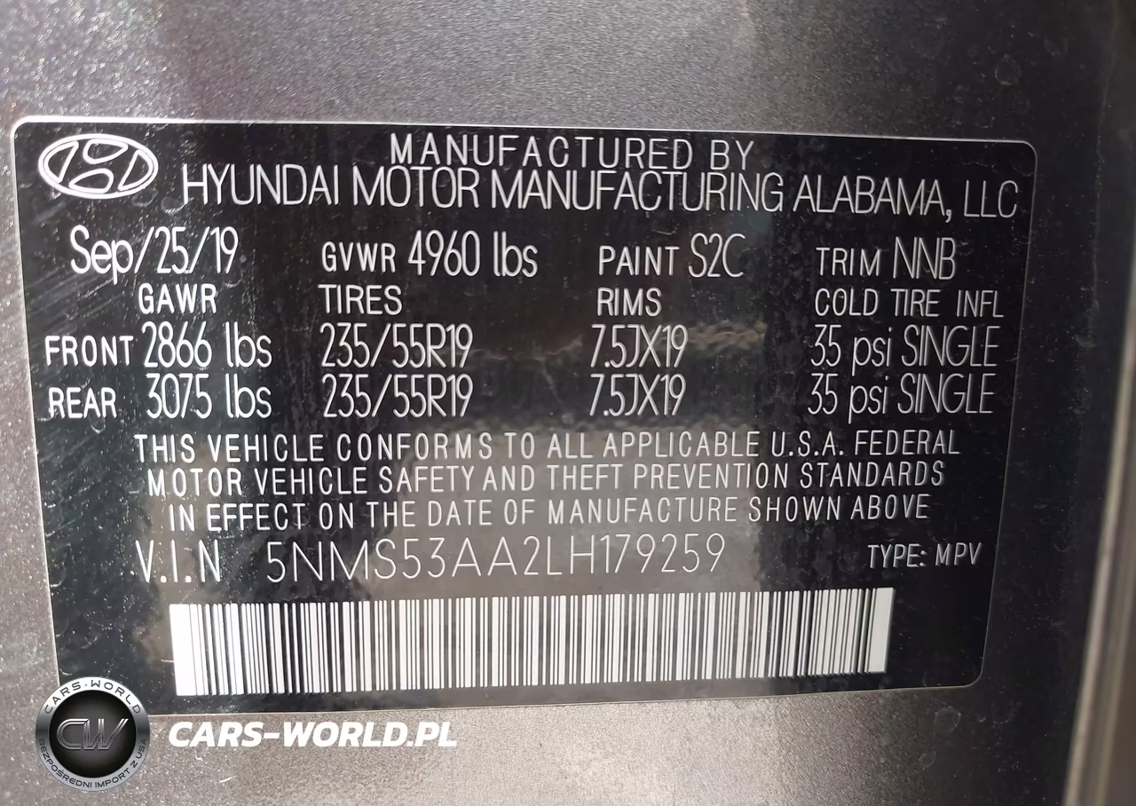 2020 Hyundai Santa Fe Limited 2.0T VIN:5NMS53AA2LH179259 - 9