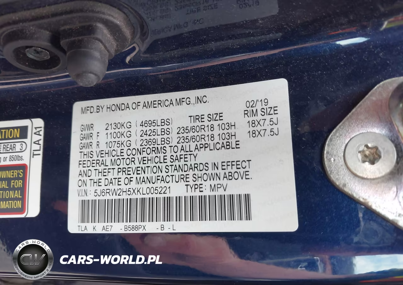 2019 Honda Cr-V Ex VIN:5J6RW2H5XKL005221 - 9