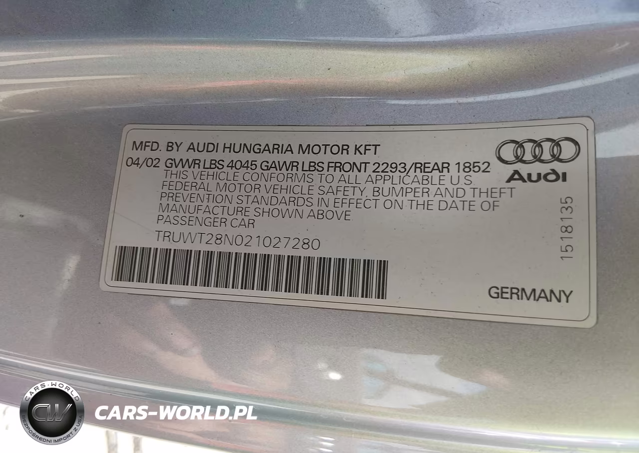 2002 Audi Tt Alms Commemorative Edition VIN:TRUWT28N021027280 - 9