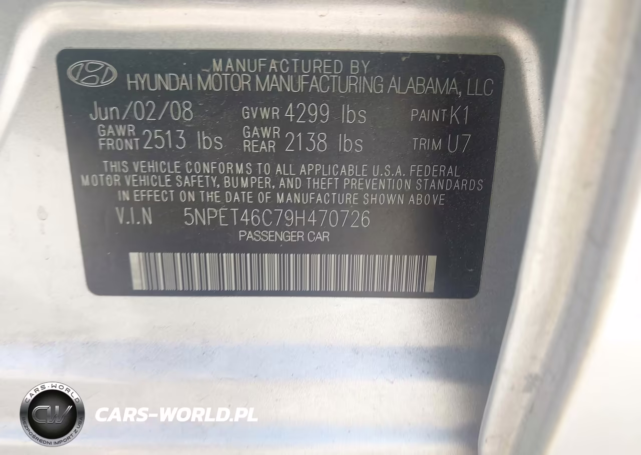 2009 Hyundai Sonata Gls VIN:5NPET46C79H470726 - 9