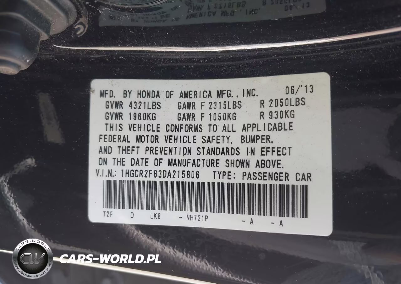 2013 Honda Accord Ex-L VIN:1HGCR2F83DA215806 - 9