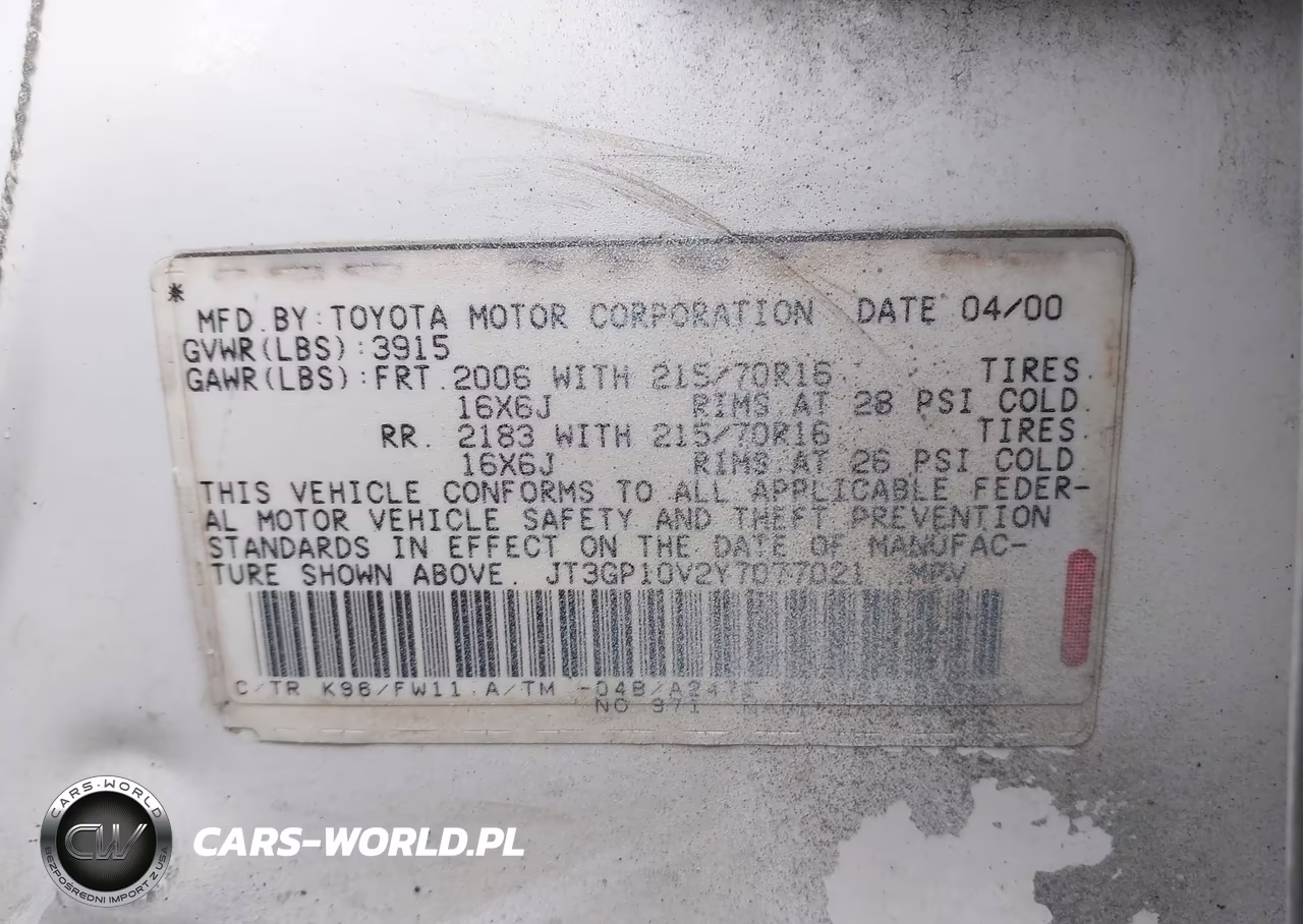 2000 Toyota Rav4 Base VIN:JT3GP10V2Y7077021 - 9