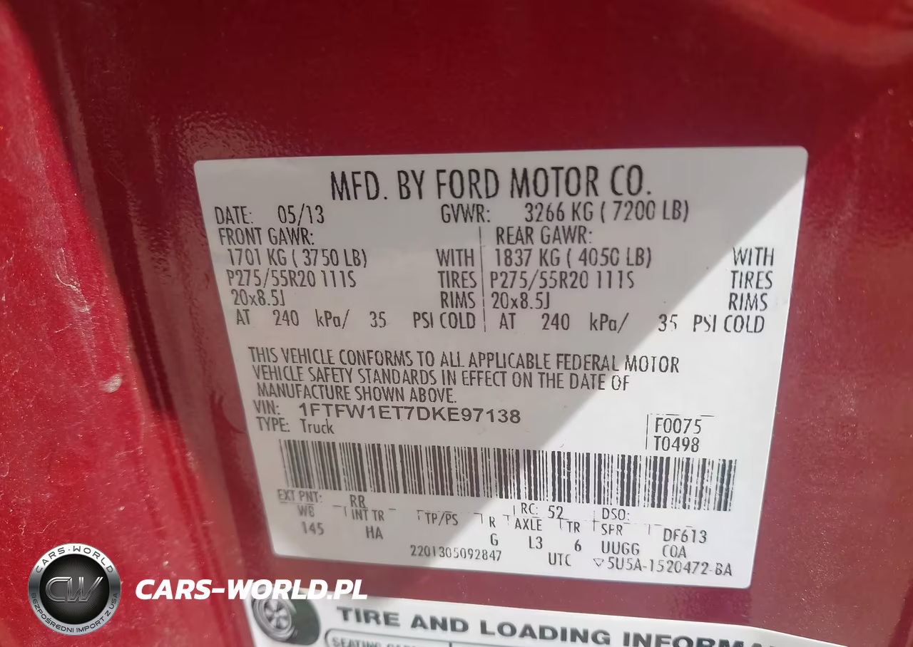 2013 Ford F-150 Lariat VIN:1FTFW1ET7DKE97138 - 9