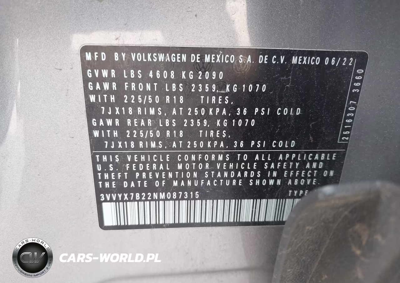 2022 Volkswagen Taos 1.5T Se VIN:3VVYX7B22NM087315 - 9