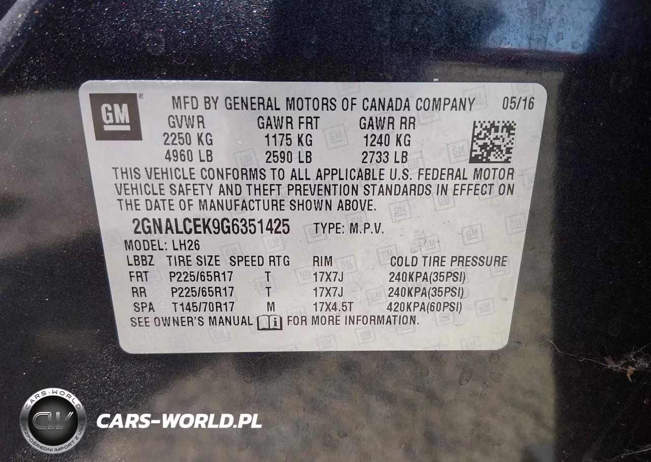 2016 Chevrolet Equinox Lt VIN:2GNALCEK9G6351425 - 9