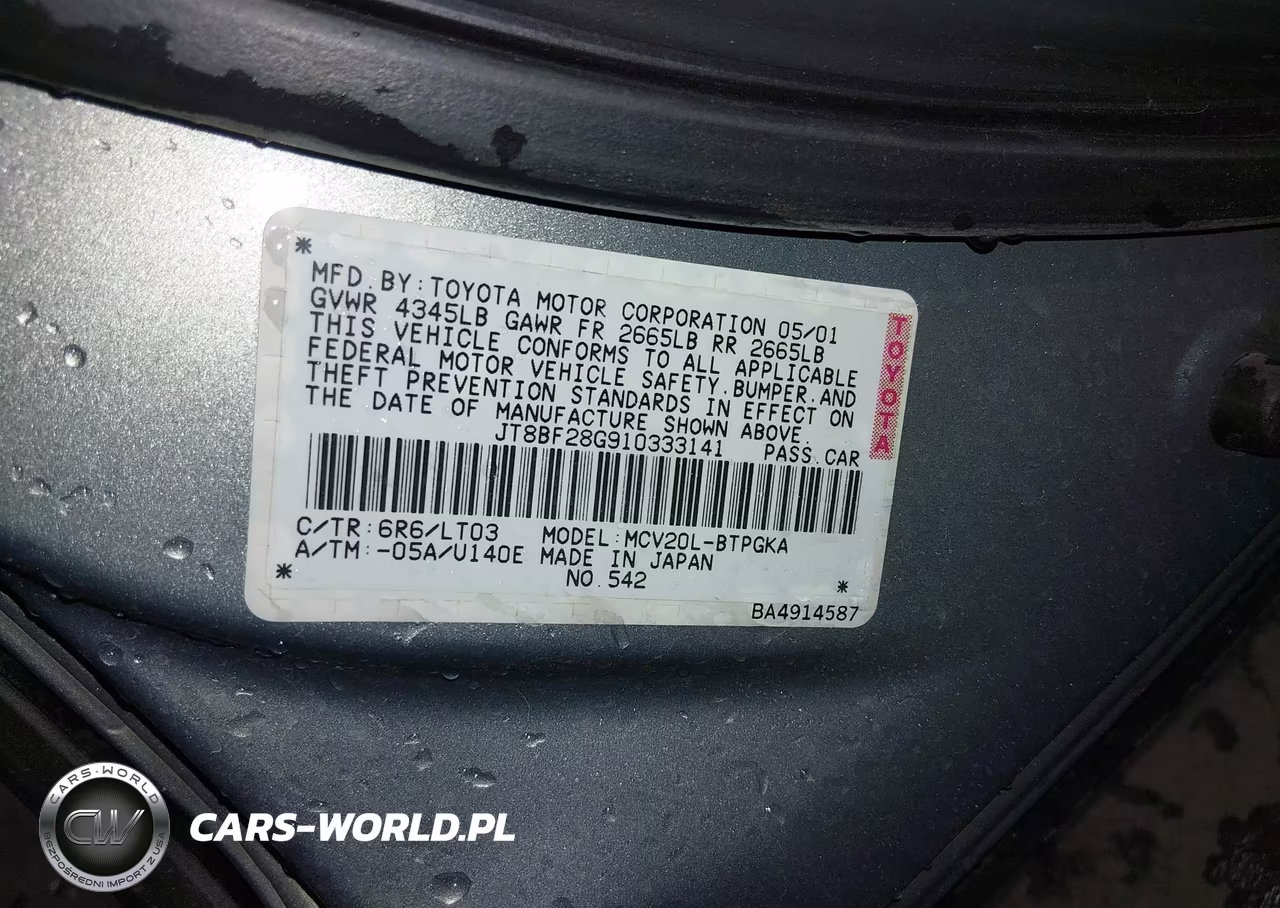 2001 Lexus Es 300 VIN:JT8BF28G910333141 - 9