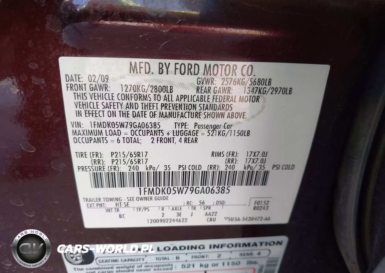 2009 Ford Taurus X Sel VIN:1FMDK05W79GA06385 - 9