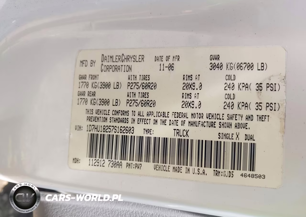 2007 DODGE RAM 1500 LARAMIE VIN:1D7HU18257S162603 - 9