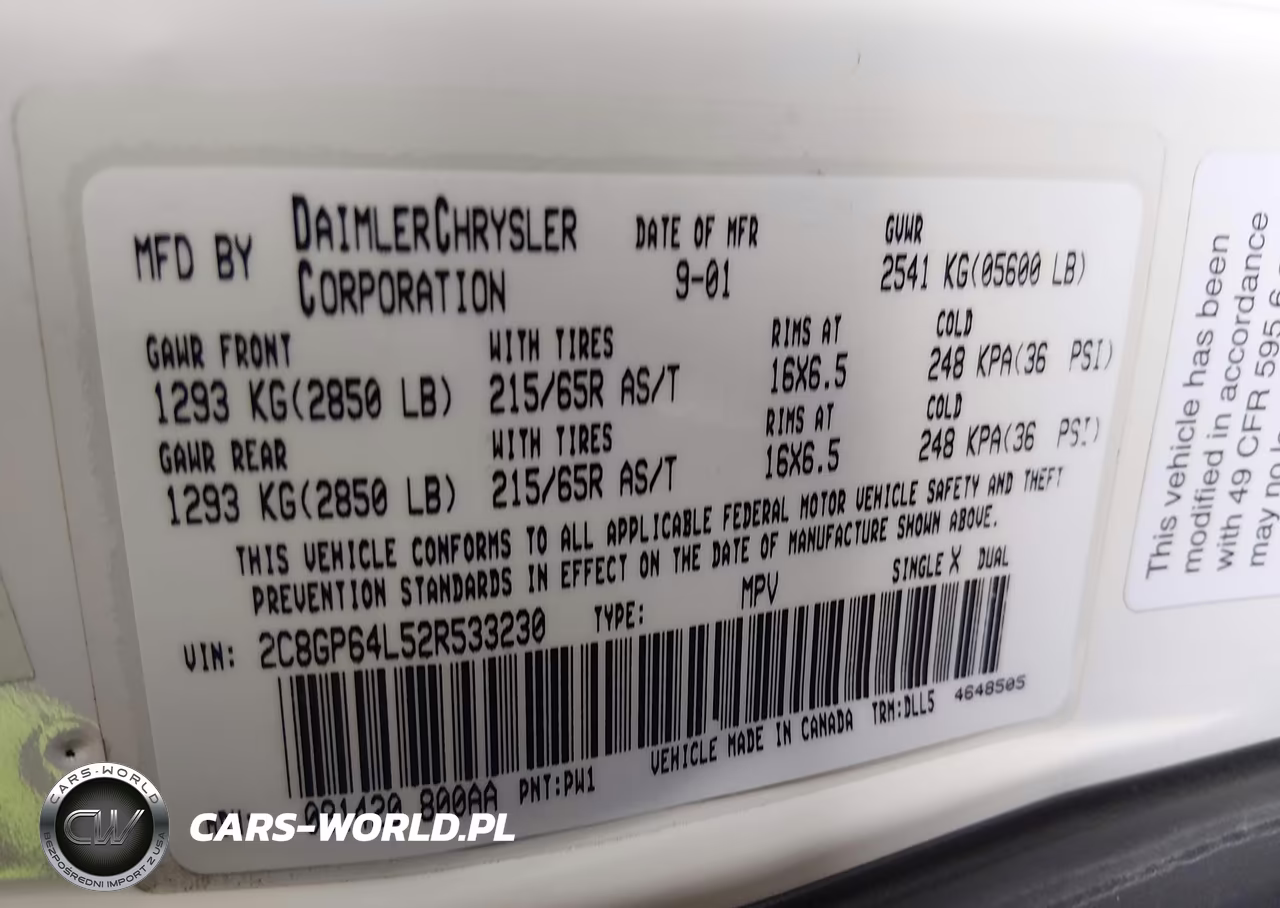 2002 Chrysler Town & Country Limited VIN:2C8GP64L52R533230 - 9