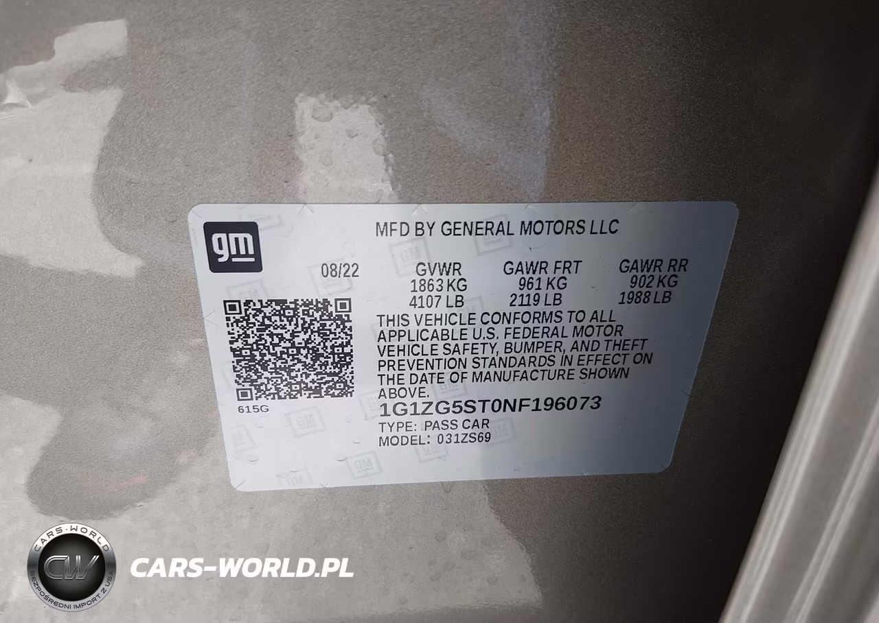 2022 Chevrolet Malibu Fwd Rs VIN:1G1ZG5ST0NF196073 - 9