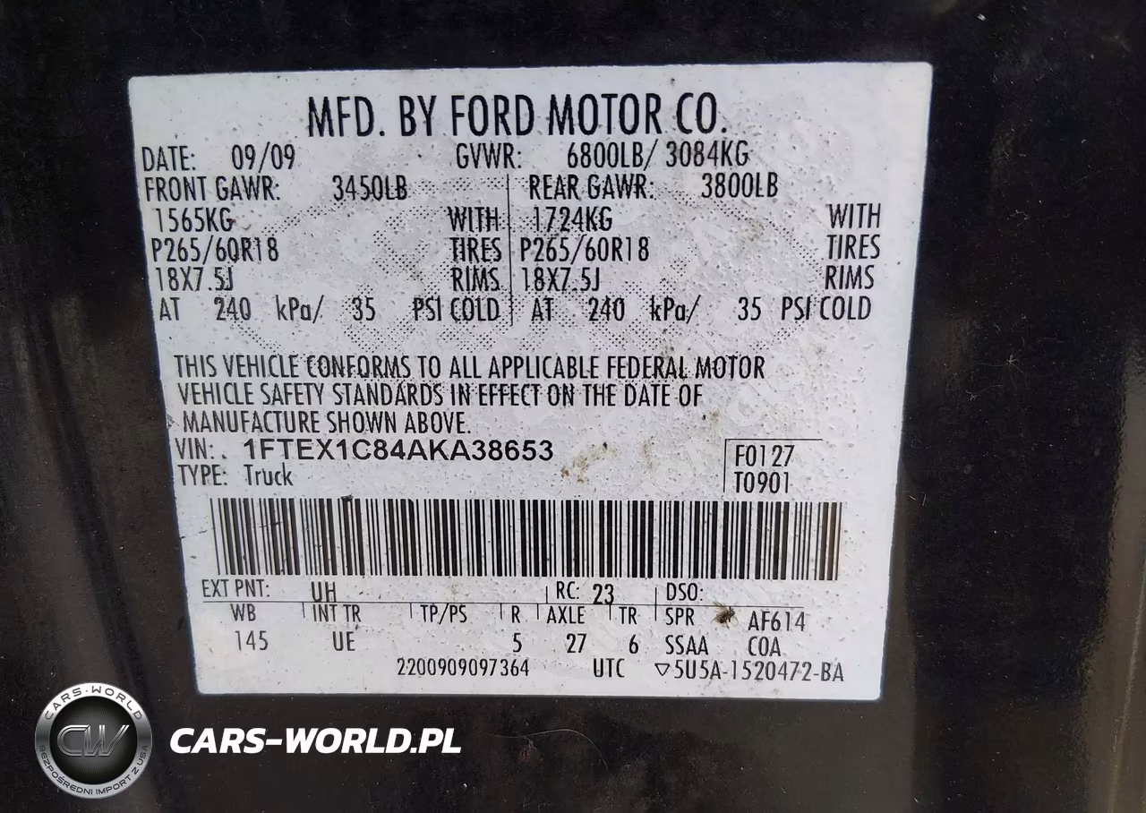 2010 Ford F-150 Fx2 Sport-Stx-Xl-Xlt VIN:1FTEX1C84AKA38653 - 9