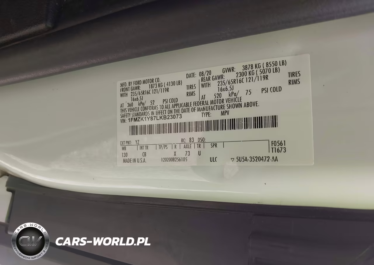 2020 Ford Transit-150 Passenger Van Xl VIN:1FMZK1Y87LKB23073 - 9
