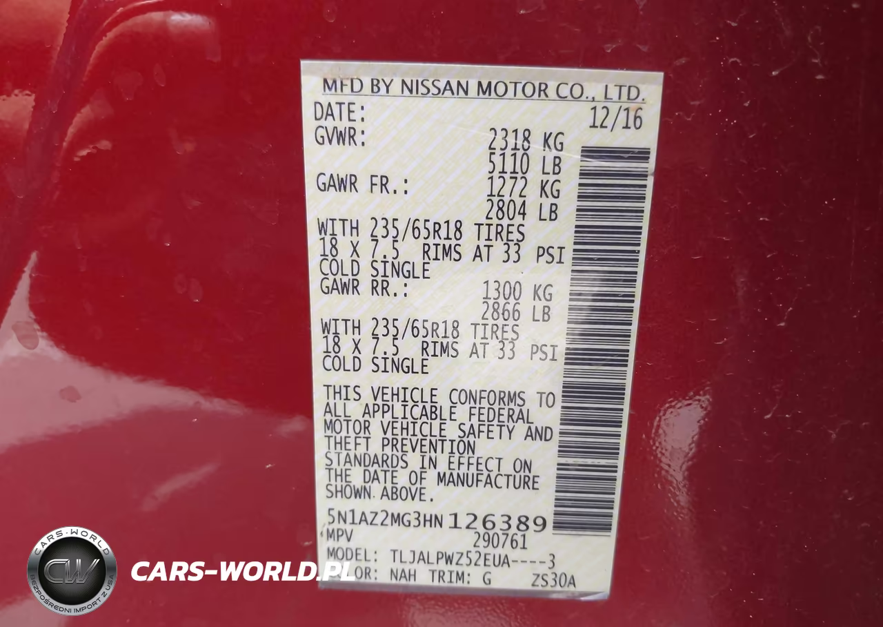 2017 Nissan Murano S VIN:5N1AZ2MG3HN126389 - 9