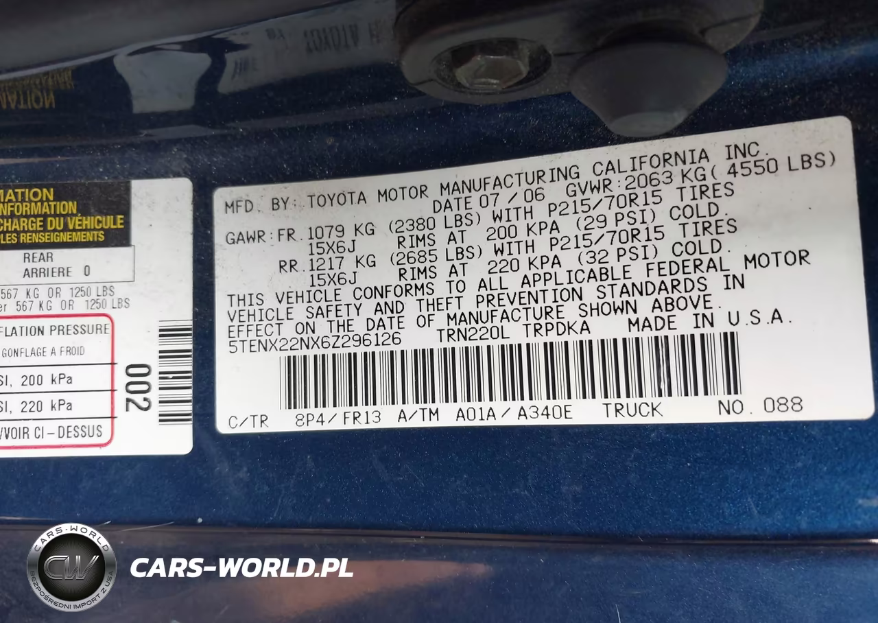 2006 Toyota Tacoma VIN:5TENX22NX6Z296126 - 9