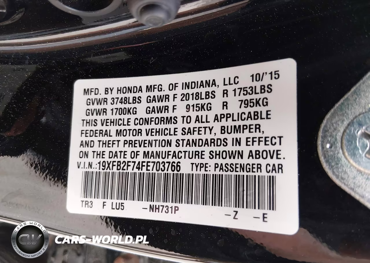 2015 Honda Civic Se VIN:19XFB2F74FE703766 - 9