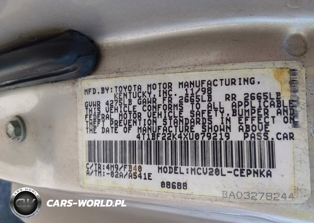 1999 Toyota Camry Le V6 VIN:4T1BF22K4XU079219 - 9