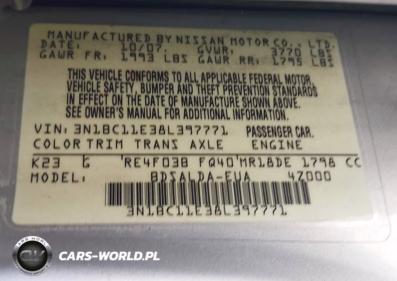 2008 Nissan Versa 1.8 S VIN:3N1BC11E38L397771 - 9