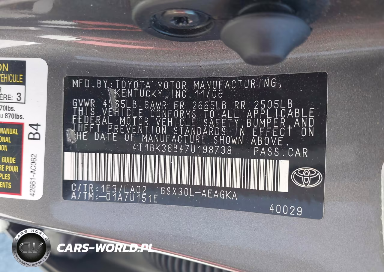 2007 Toyota Avalon Xls VIN:4T1BK36B47U198738 - 9