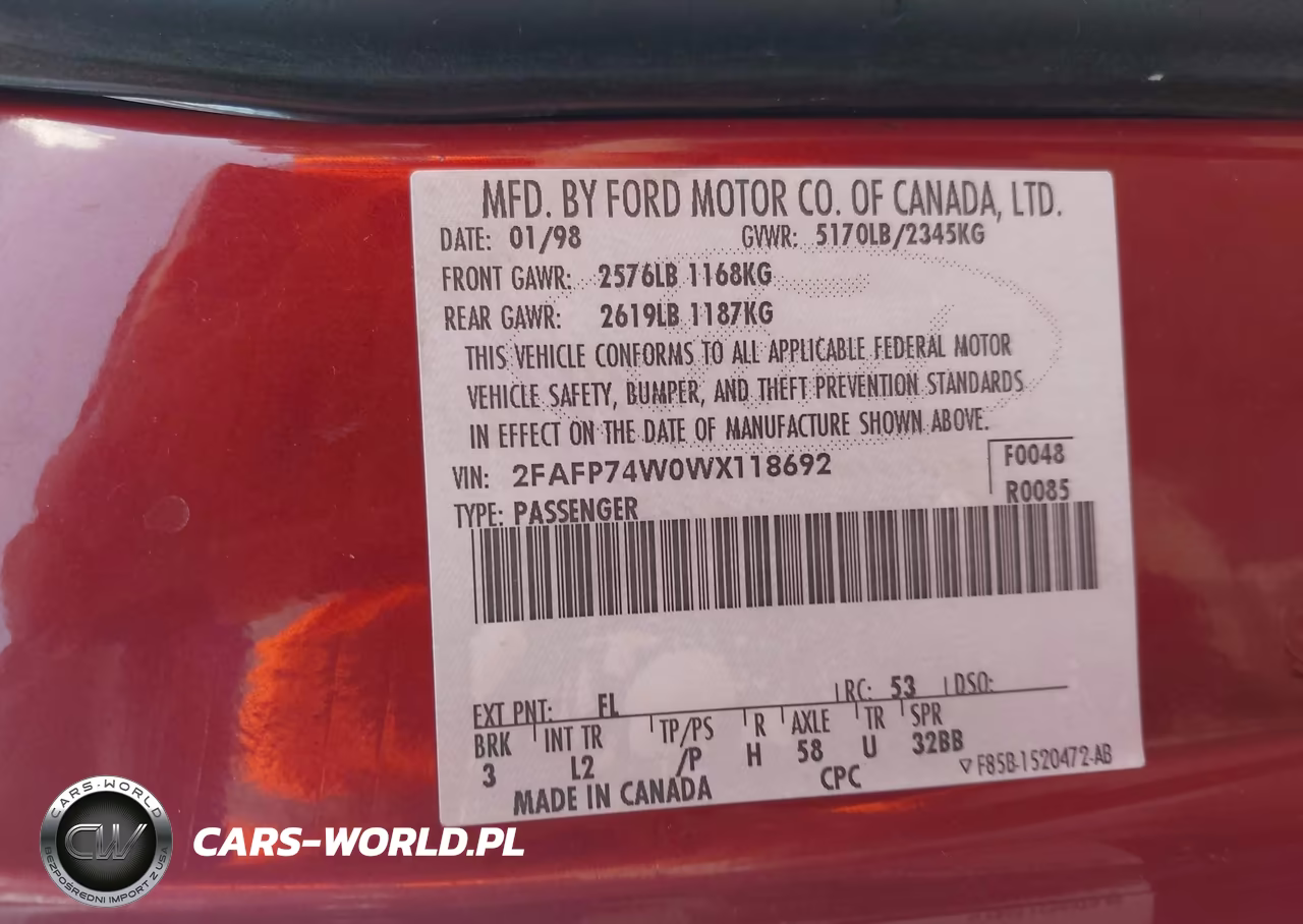 1998 Ford Crown Victoria Lx VIN:2FAFP74W0WX118692 - 9