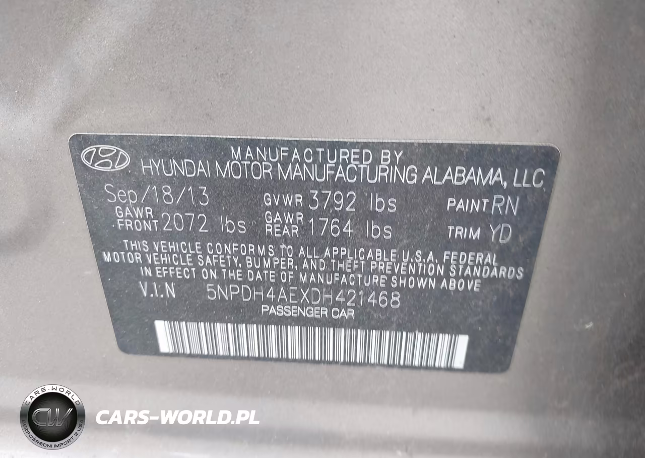 2013 Hyundai Elantra Gls VIN:5NPDH4AEXDH421468 - 9