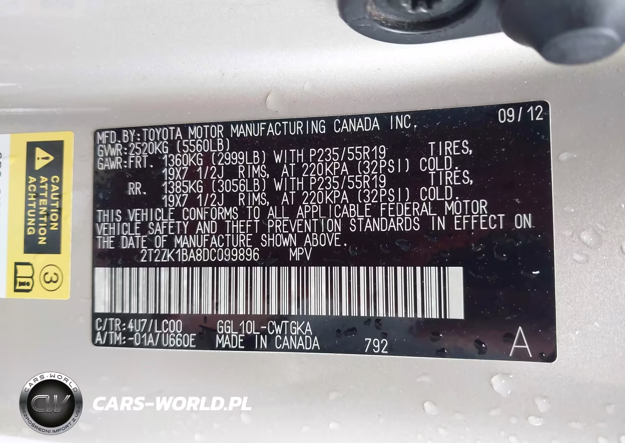 2013 Lexus Rx 350 VIN:2T2ZK1BA8DC099896 - 9