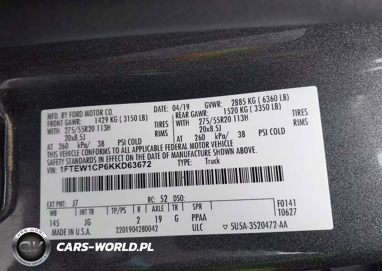 2019 Ford F-150 Xl VIN:1FTEW1CP6KKD63672 - 9