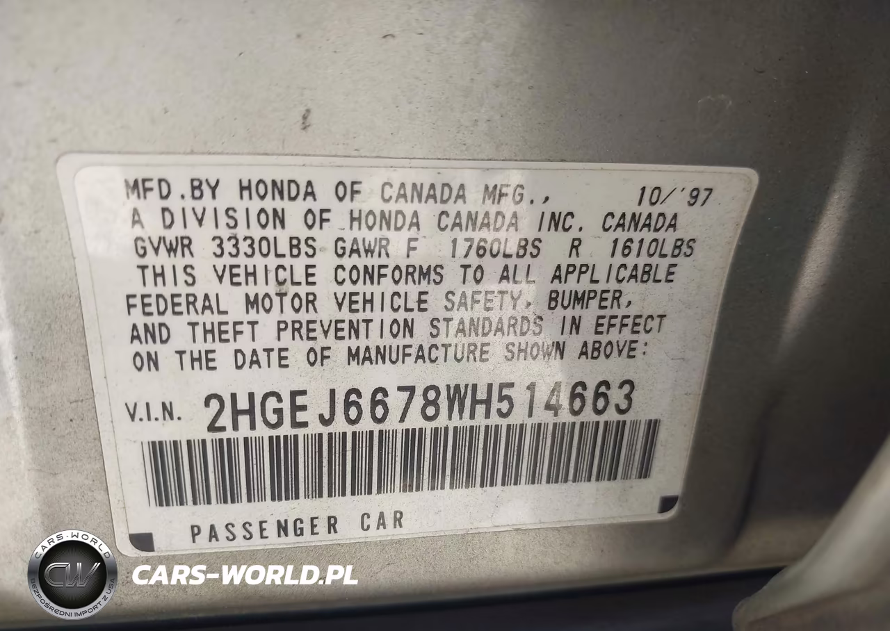 1998 Honda Civic Lx VIN:2HGEJ6678WH514663 - 9
