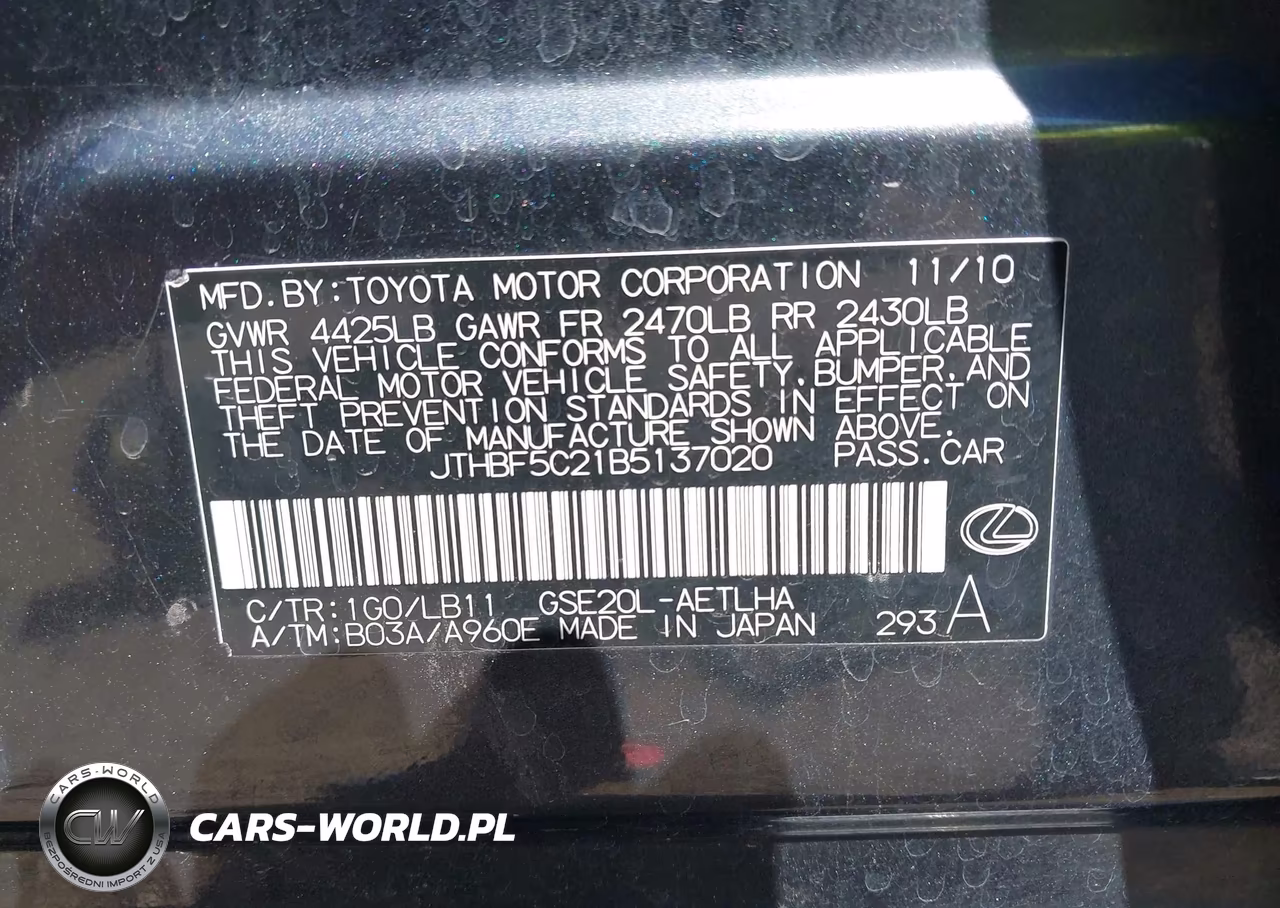 2011 Lexus Is 250 VIN:JTHBF5C21B5137020 - 9
