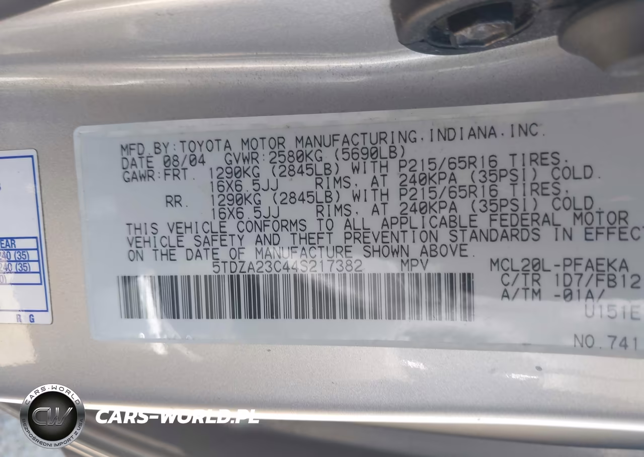 2004 Toyota Sienna Le VIN:5TDZA23C44S217382 - 9