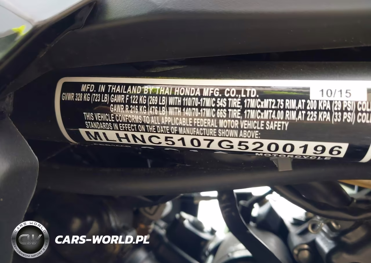 2016 Honda Cbr300 R VIN:MLHNC5107G5200196 - 10