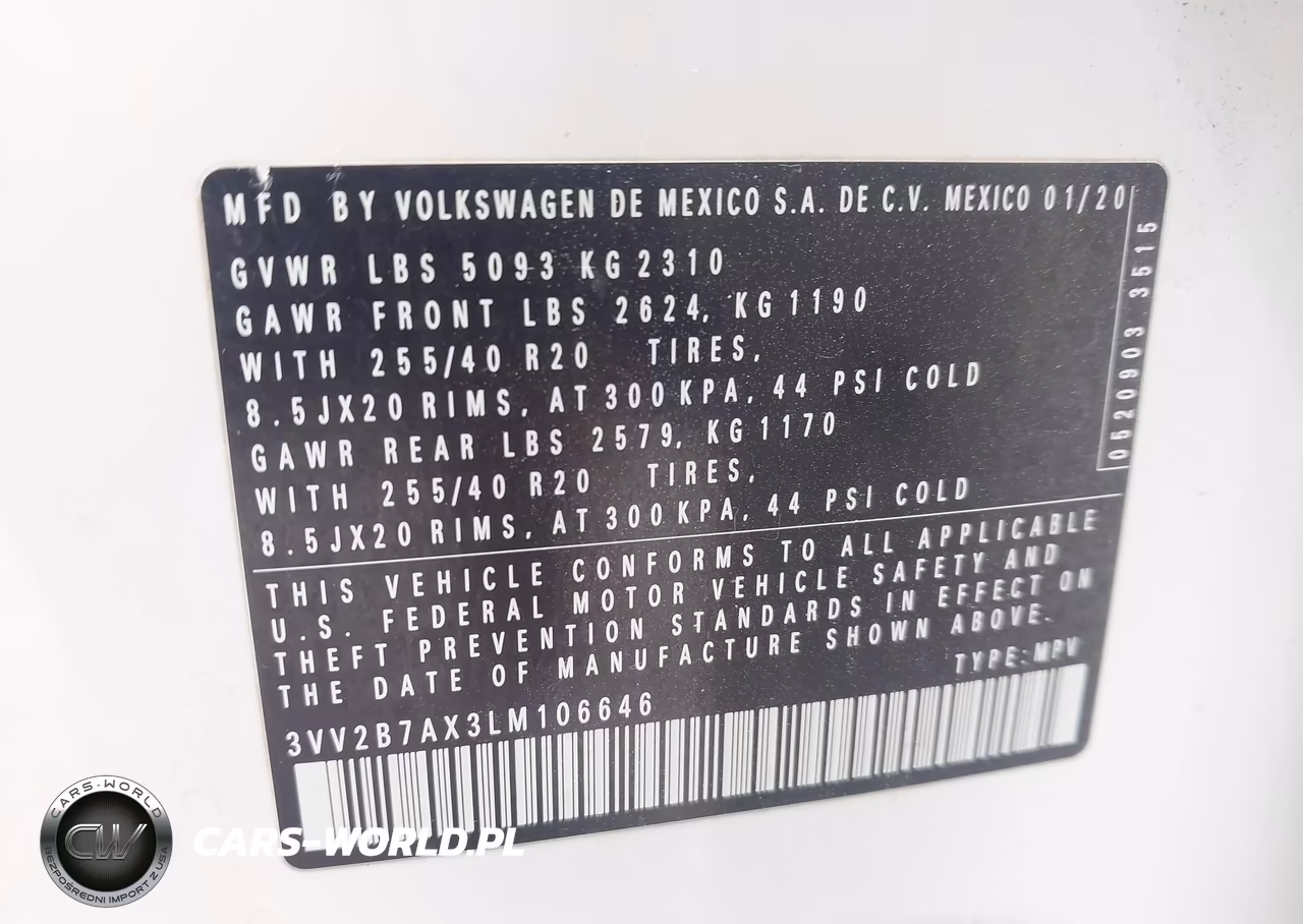 2020 Volkswagen Tiguan 2.0T Se-2.0T Se R-Line Black-2.0T Sel VIN:3VV2B7AX3LM106646 - 9