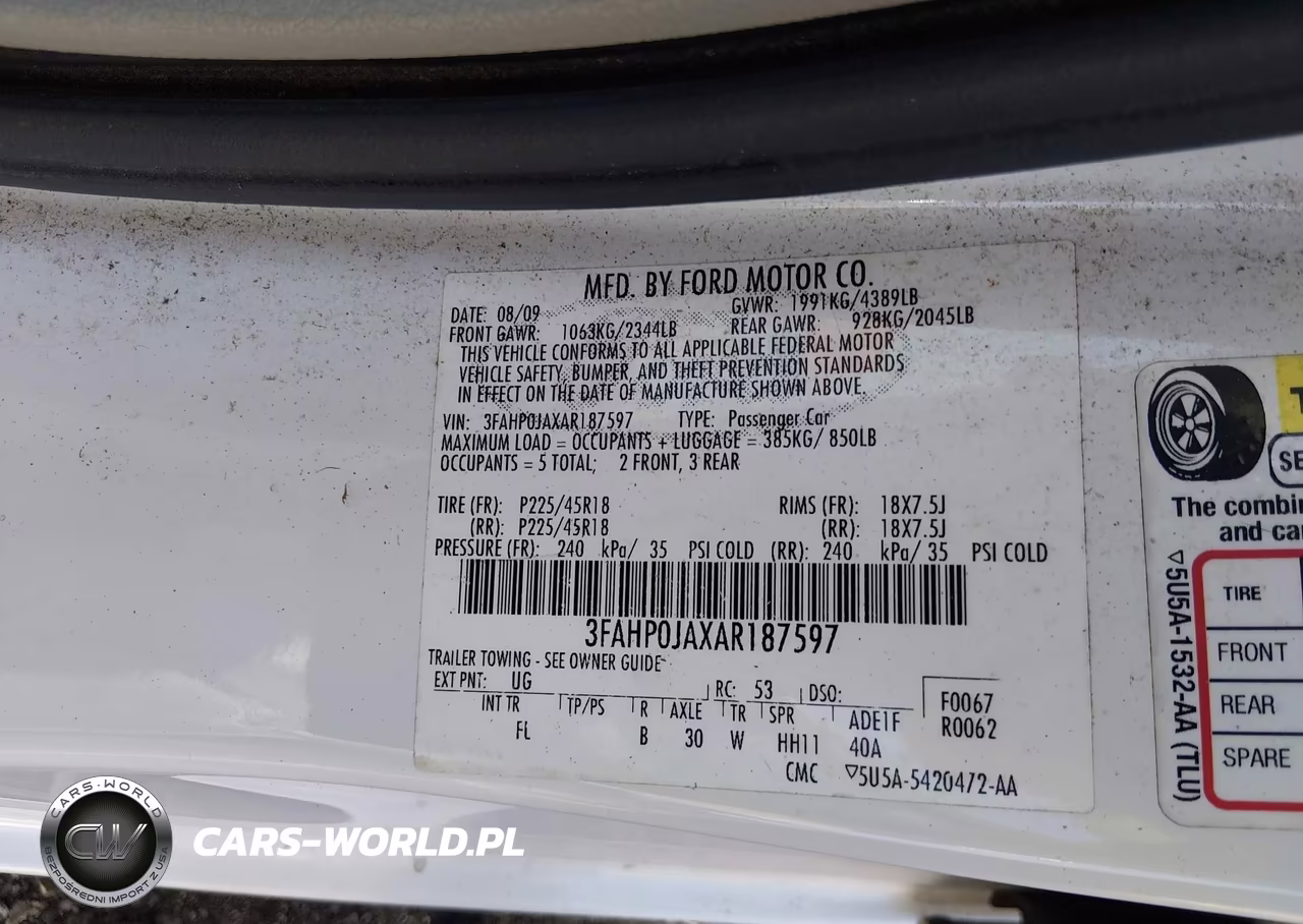 2010 Ford Fusion Sel VIN:3FAHP0JAXAR187597 - 9