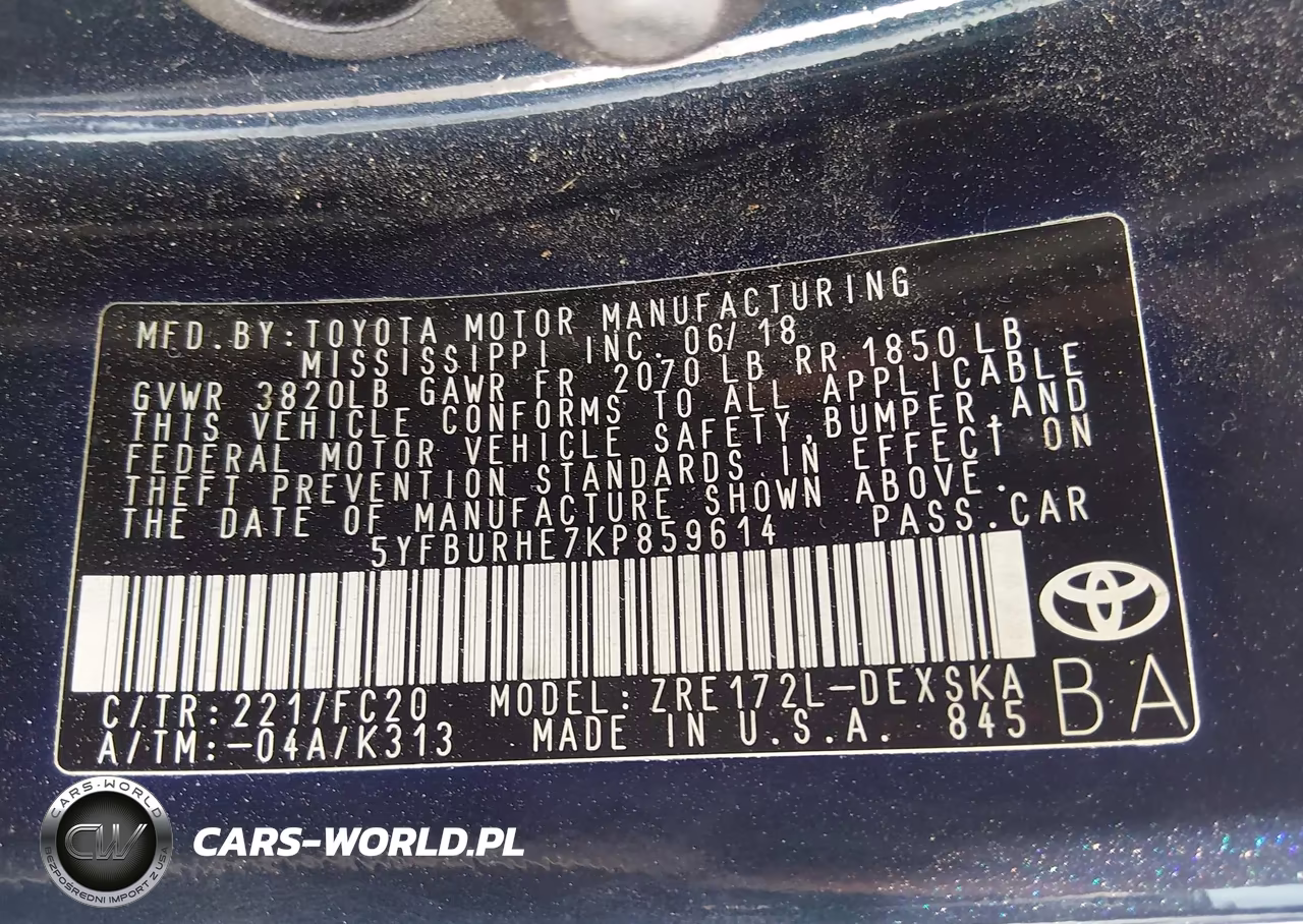 2019 Toyota Corolla Se VIN:5YFBURHE7KP859614 - 9