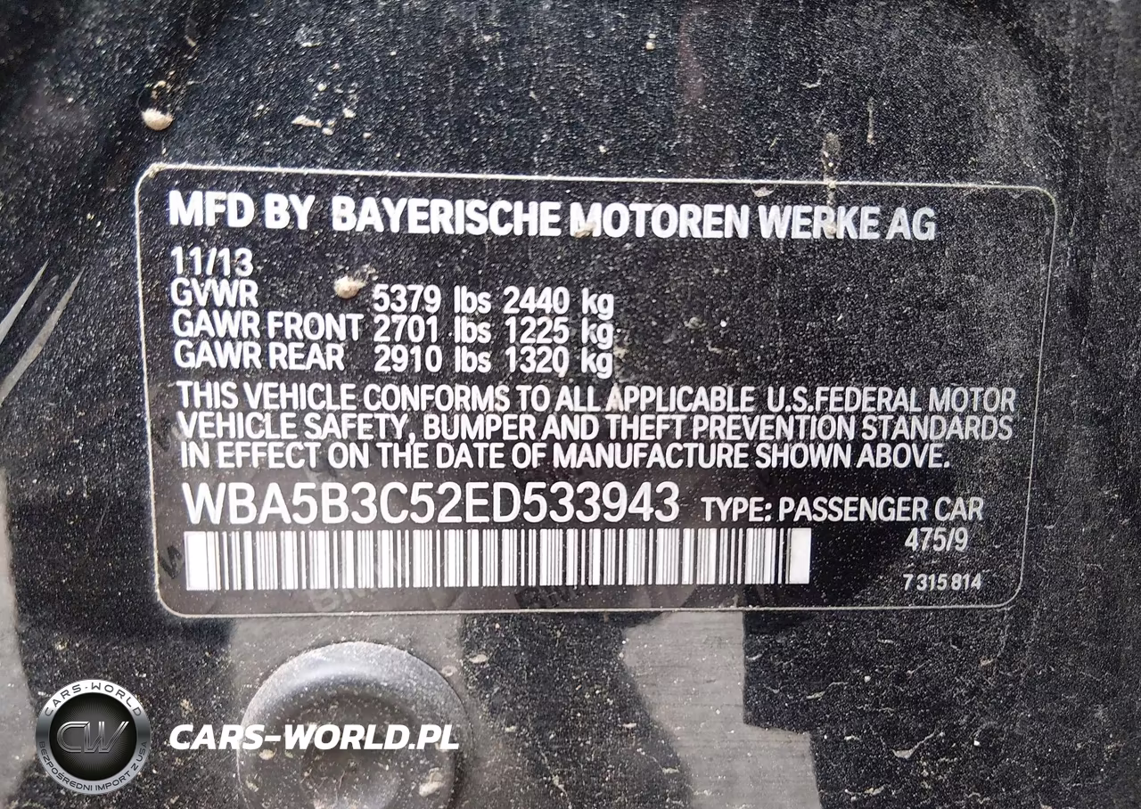 2014 BMW 535I xDrive VIN:WBA5B3C52ED533943 - 9