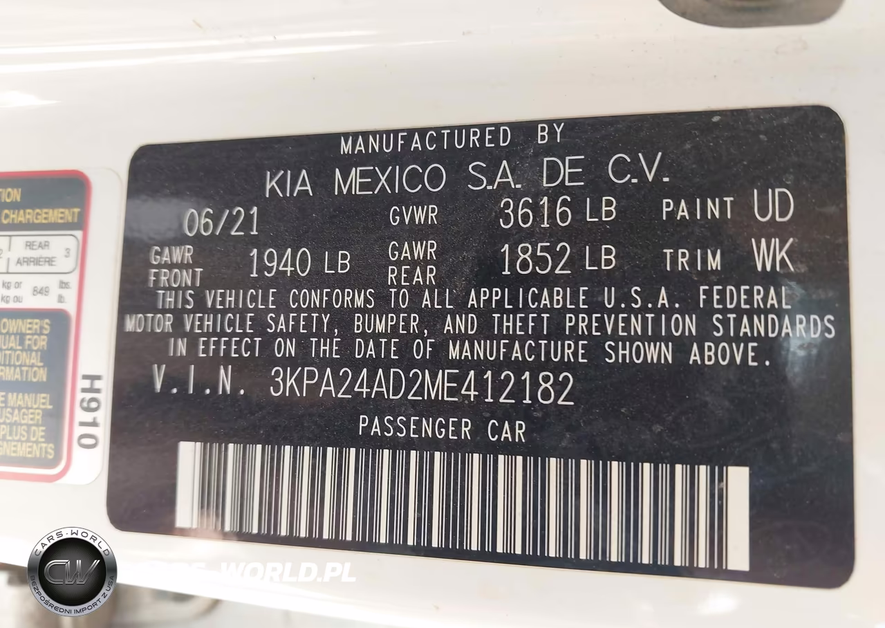2021 Kia Rio Lx VIN:3KPA24AD2ME412182 - 9