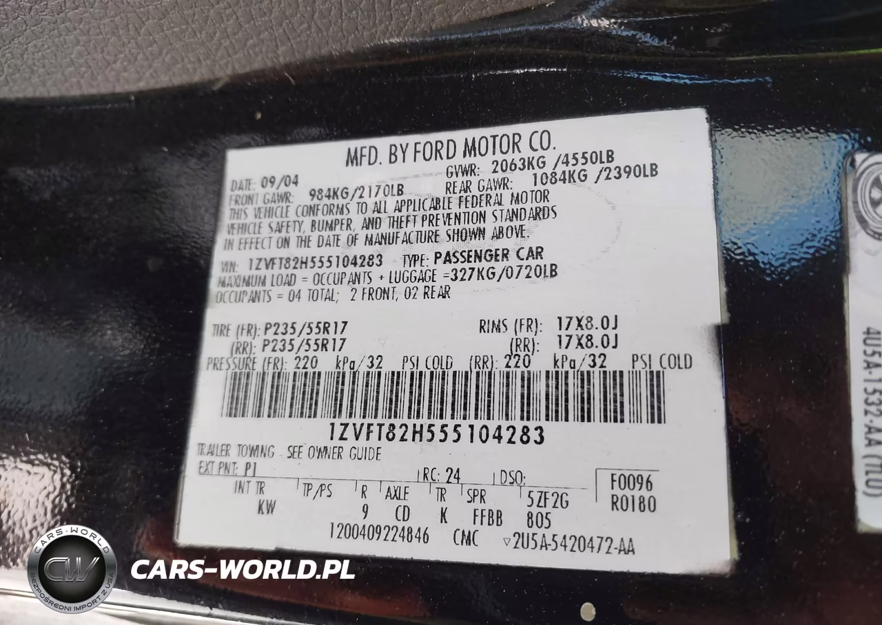 2005 Ford Mustang Gt Deluxe-Gt Premium VIN:1ZVFT82H555104283 - 9