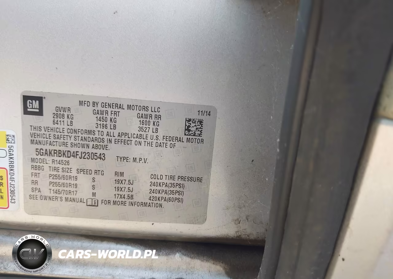 2015 Buick Enclave Leather VIN:5GAKRBKD4FJ230543 - 9