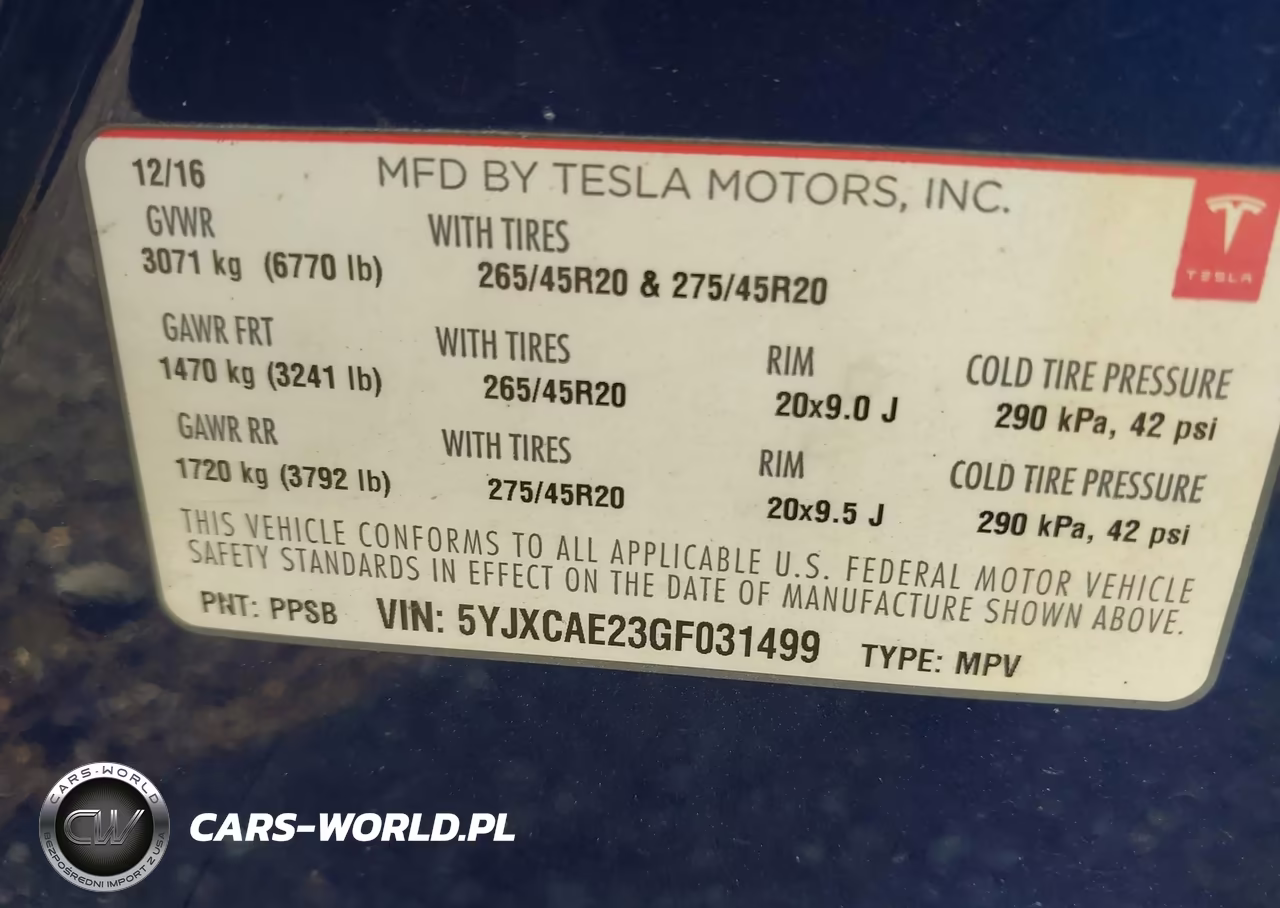 2016 Tesla Model X 60D-70D-75D-90D VIN:5YJXCAE23GF031499 - 9