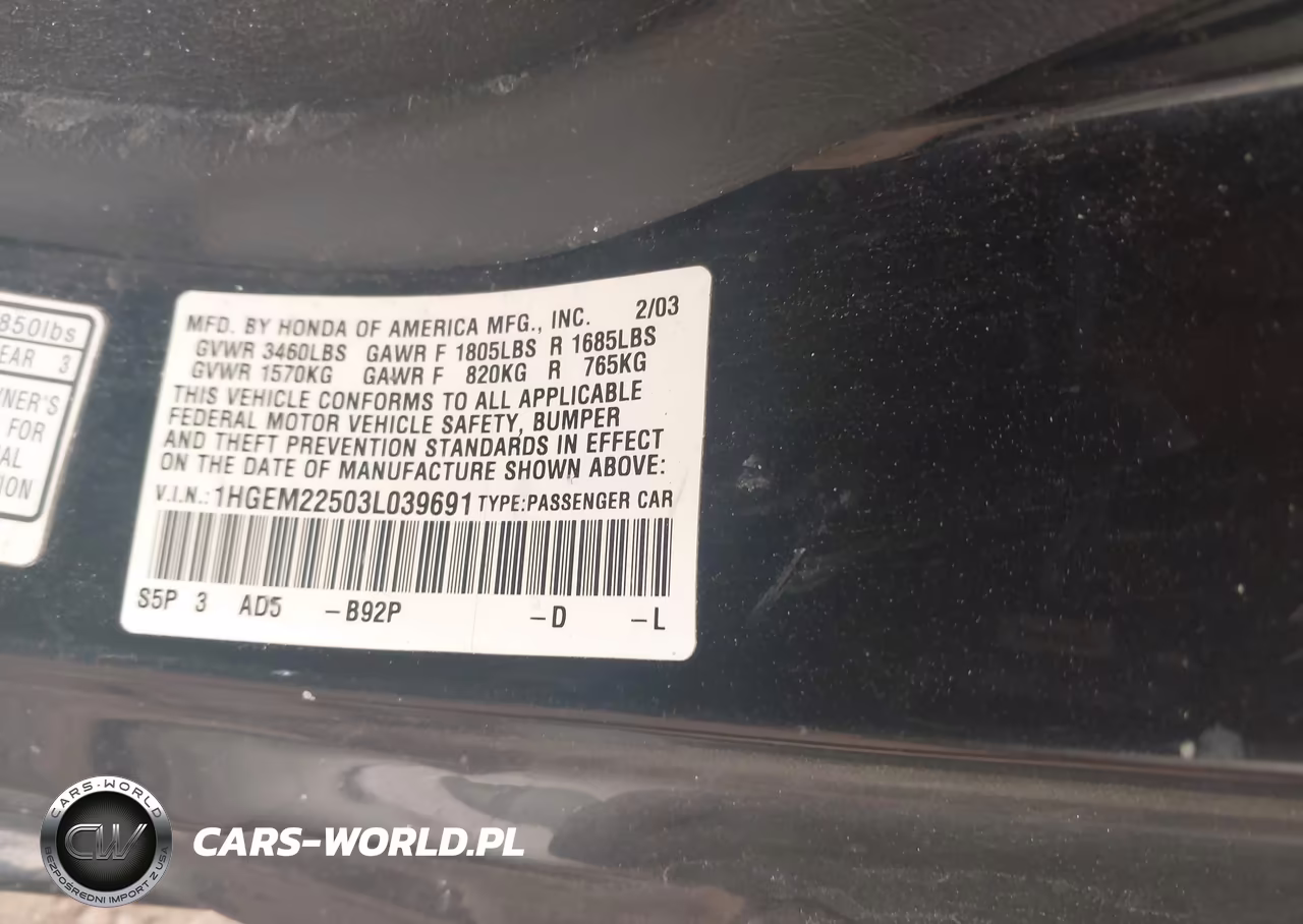 2003 Honda Civic Lx VIN:1HGEM22503L039691 - 9